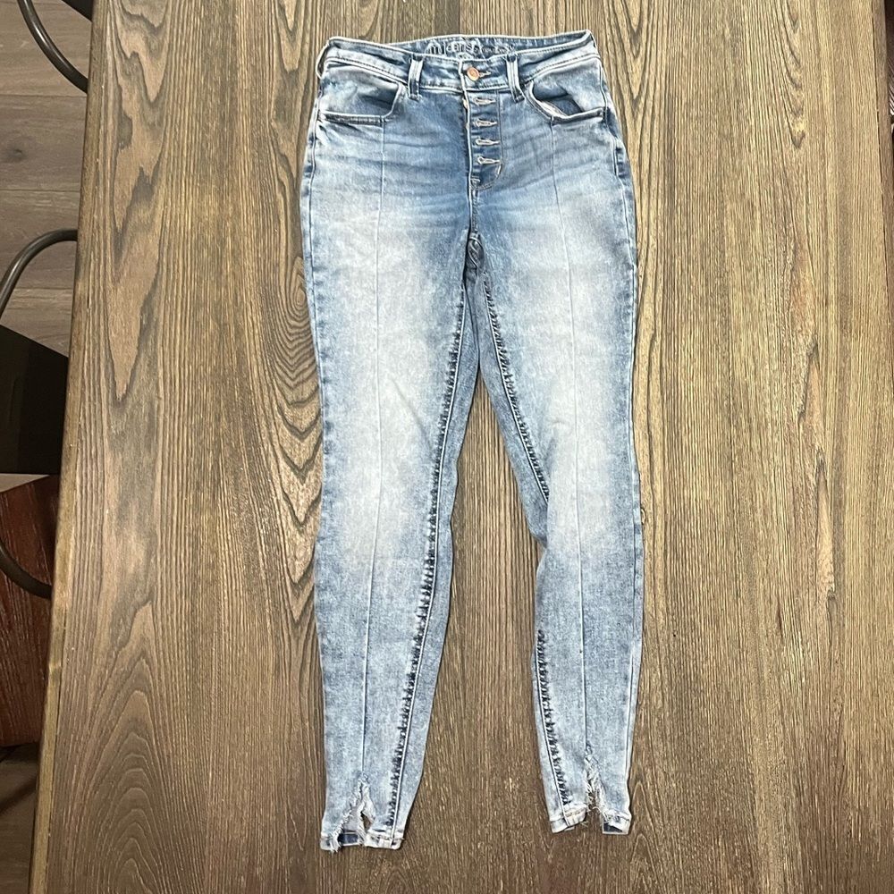M Jeans by Maurices Skinny High Rise Button Fly Split Hem Acid Wash Size XS